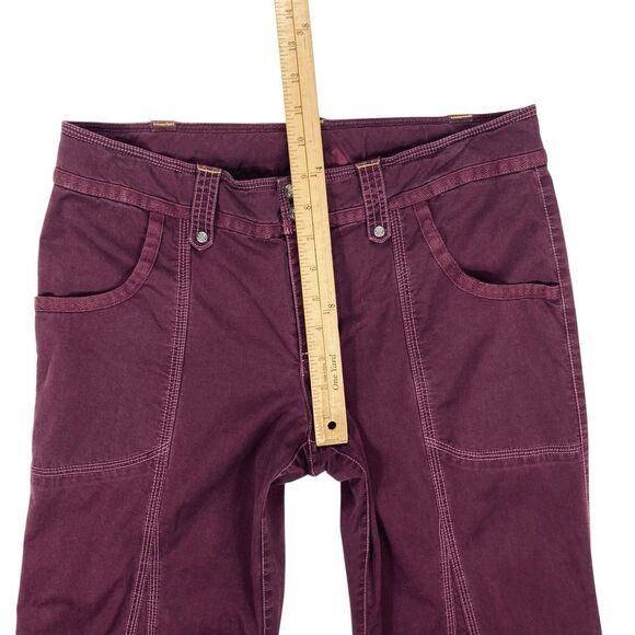 Athleta Corduroy Bootcut Pants Women 8 Burgundy Drawstring Yoga Stretch Everyday - Picture 10 of 12